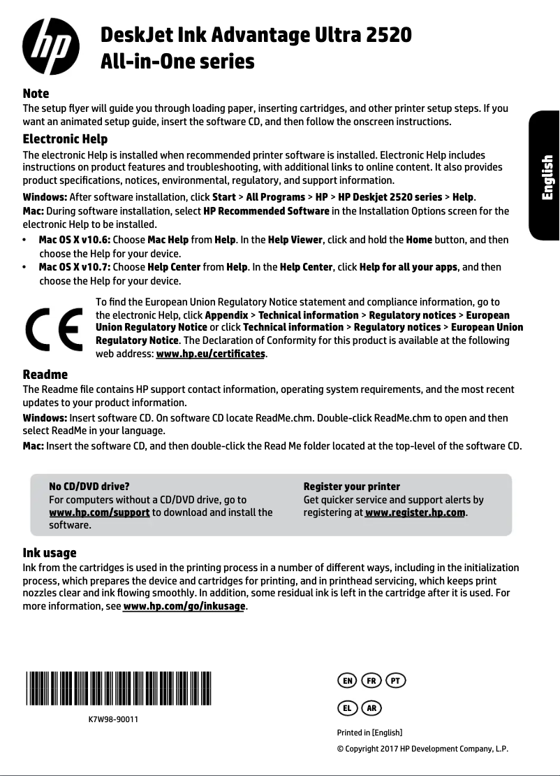 Image de la première page du manuel de l'appareil Deskjet Ink Advantage 2520hc