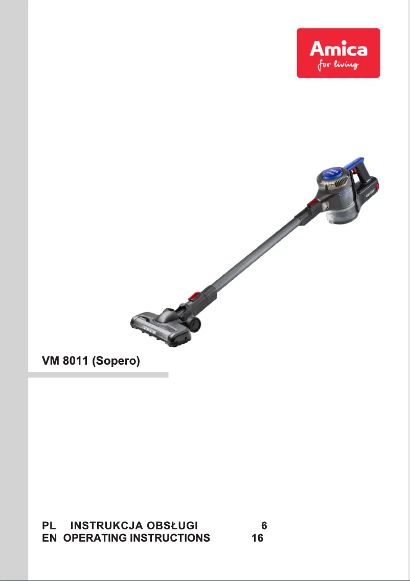Page n°1 - Manuel utilisateur Amica Sopero VM 8011