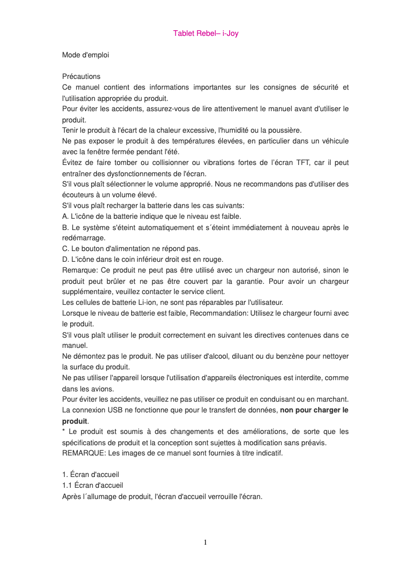 Image de la première page du manuel de l'appareil Rebel