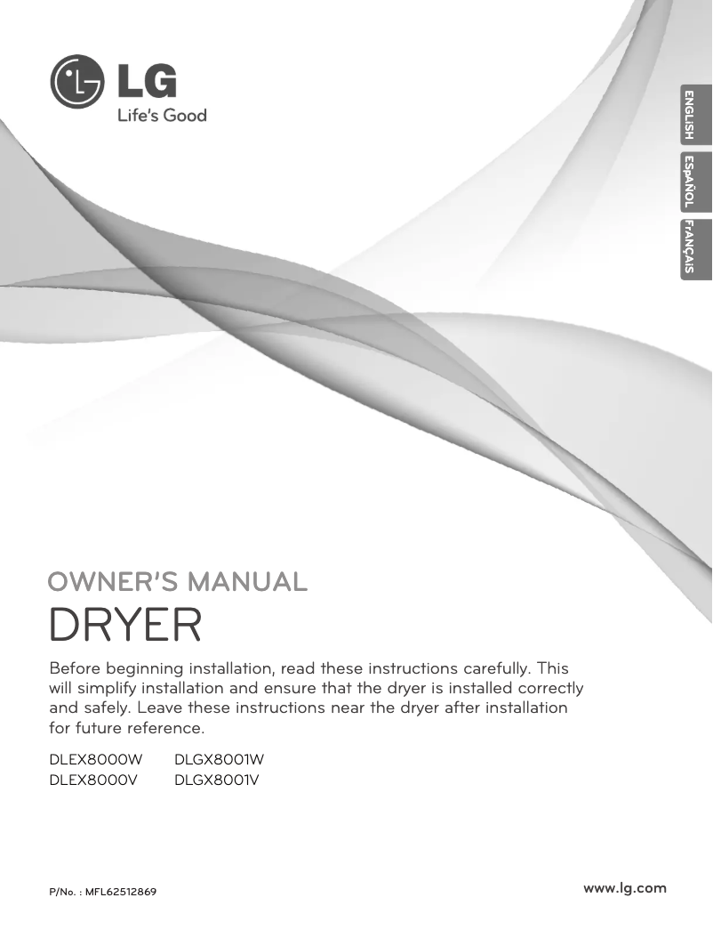 Image de la première page du manuel de l'appareil DLGX8001V