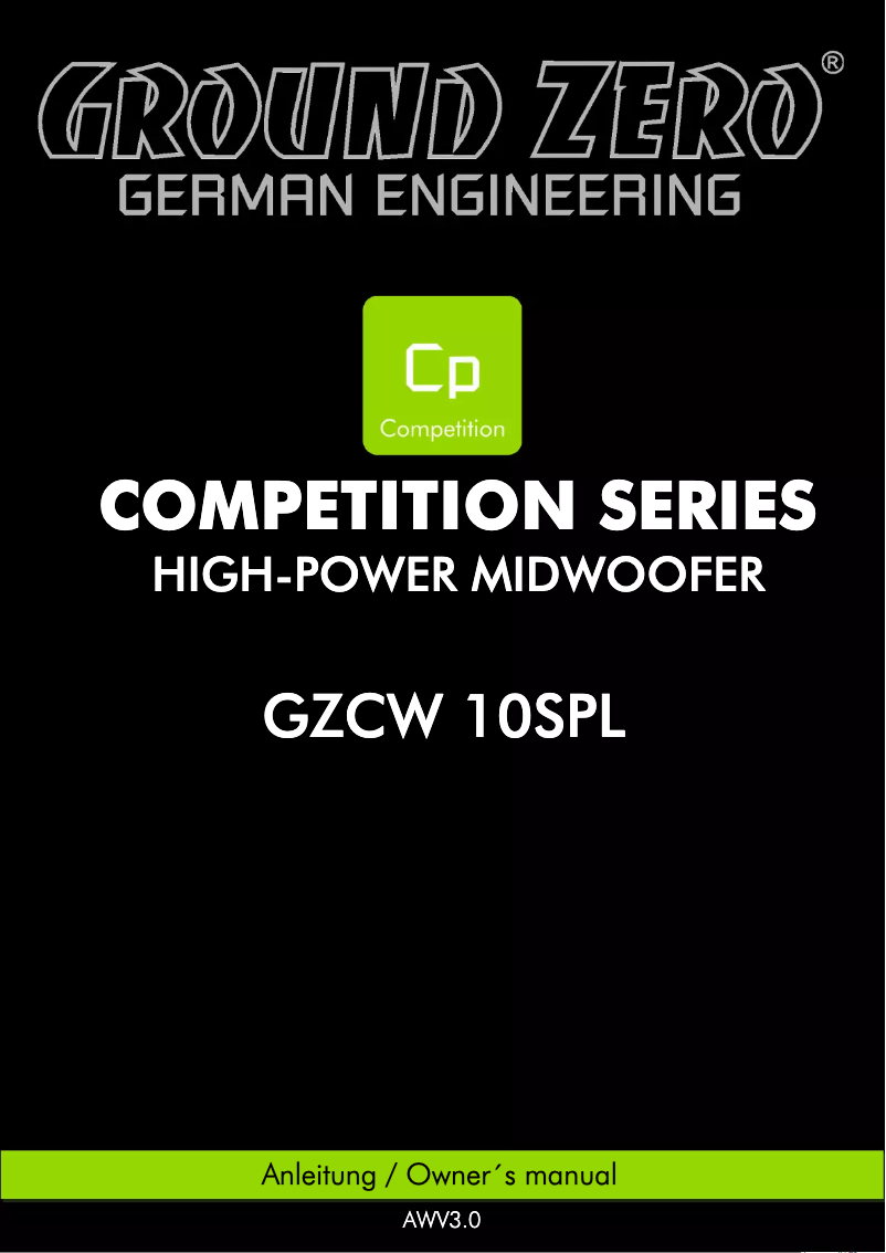 Page 1 de la notice Manuel utilisateur Ground Zero GZCW 10SPL