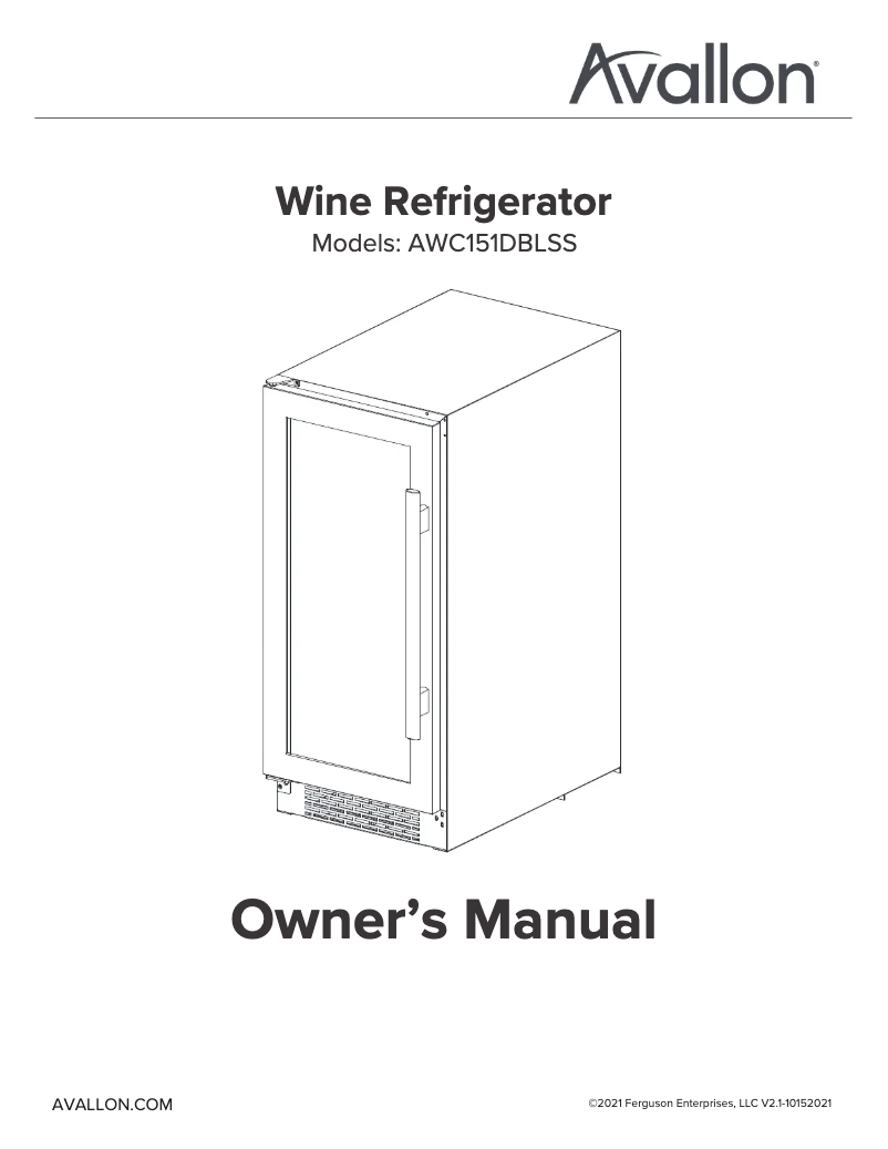 Page 1 de la notice Manuel utilisateur Avallon AWC152DZLH