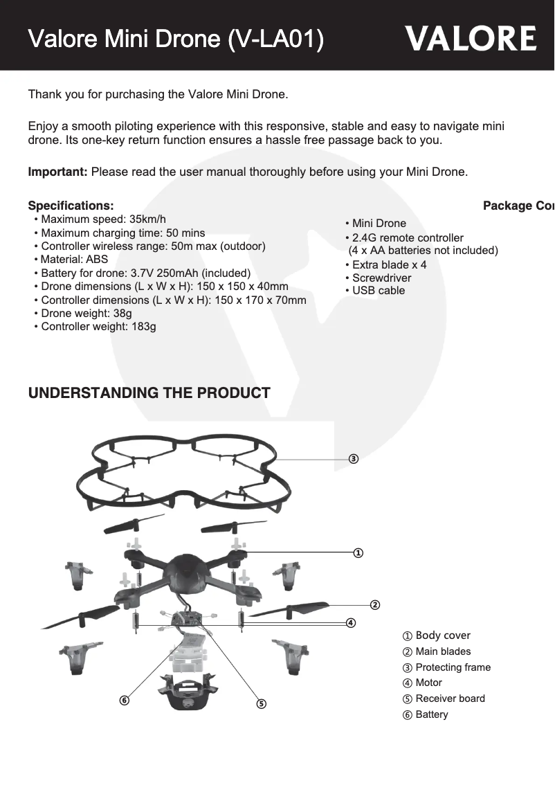 Image de la première page du manuel de l'appareil V-LA01