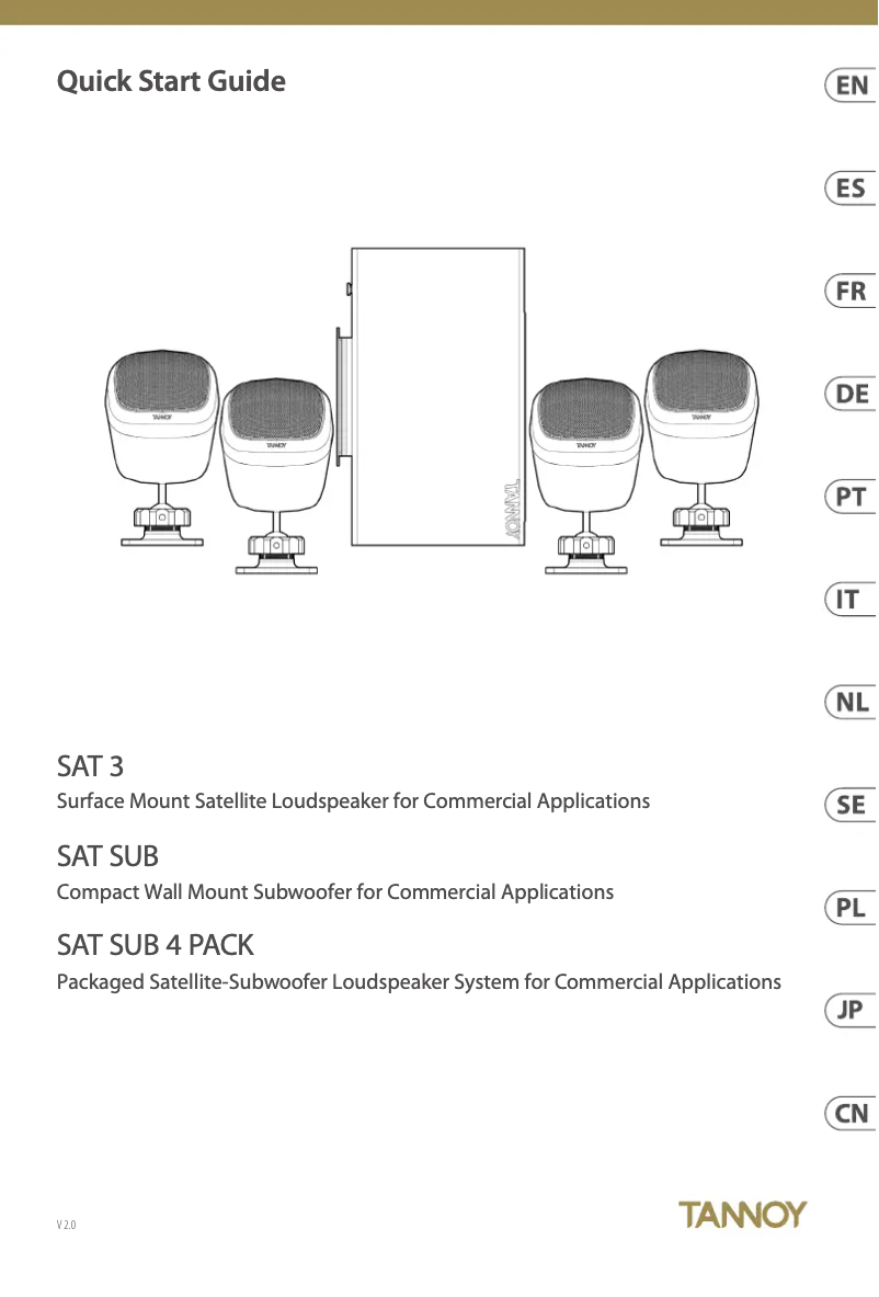 Page 1 de la notice Manuel utilisateur Tannoy SAT 3