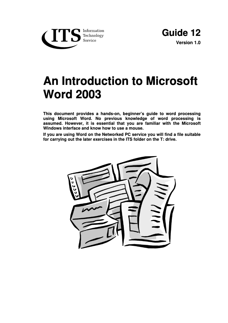 Page 1 de la notice Manuel utilisateur Microsoft Word 2003