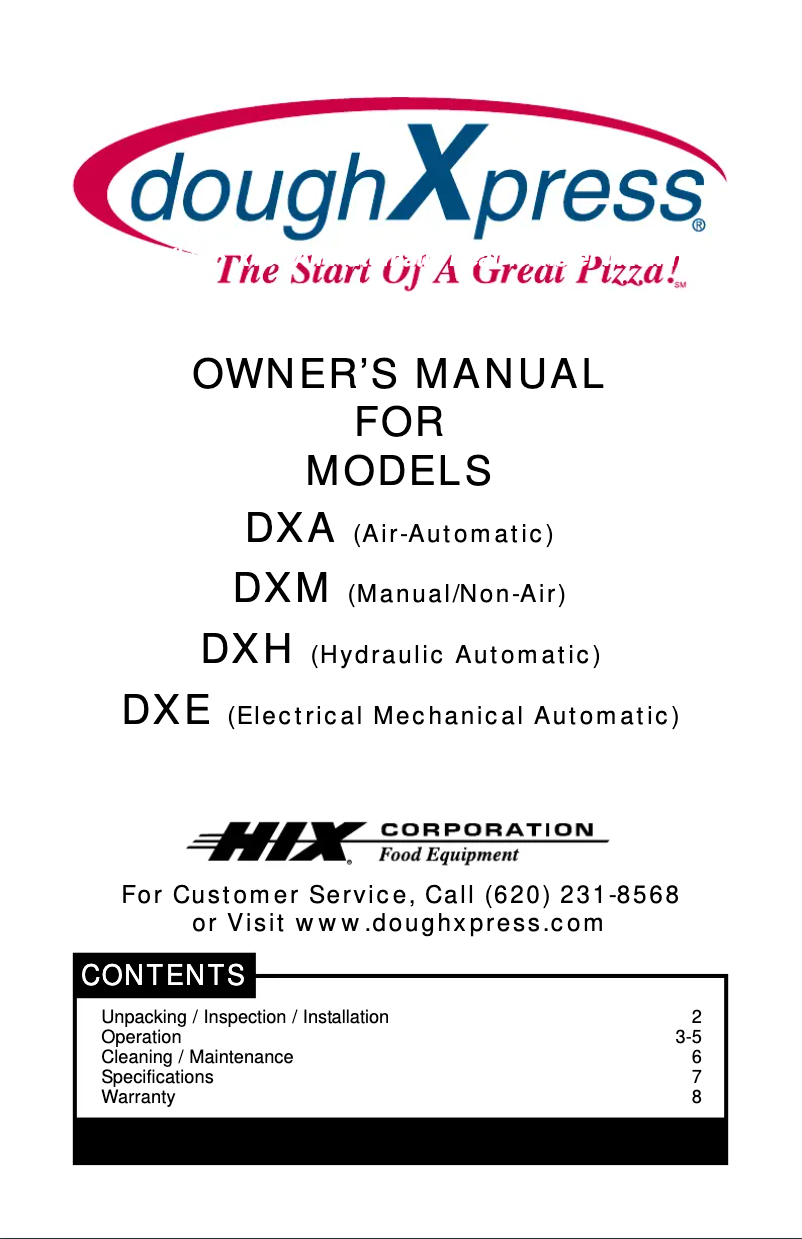 Page n°1 - Manuel utilisateur DoughXpress DXE-SS-220