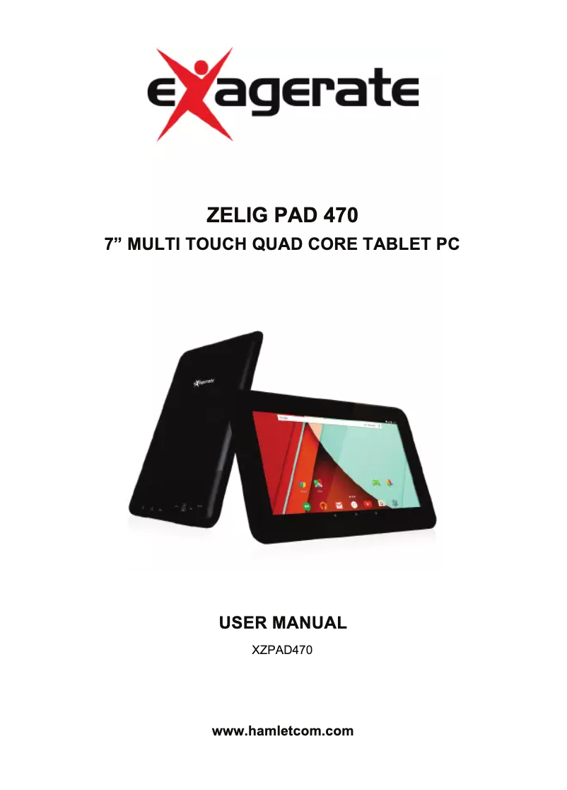 Page 1 de la notice Manuel utilisateur Exagerate Zelig Pad XZPAD470