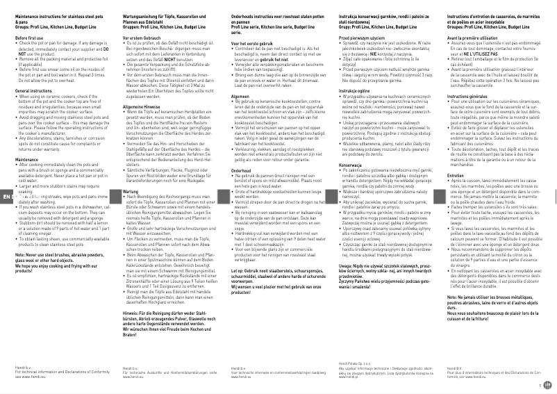 Page 1 de la notice Manuel utilisateur Hendi HEN-832608