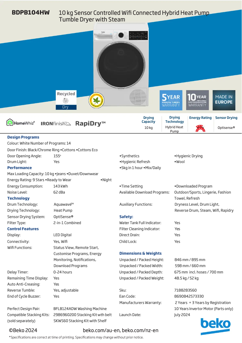 Image de la première page du manuel de l'appareil BDPB104HW