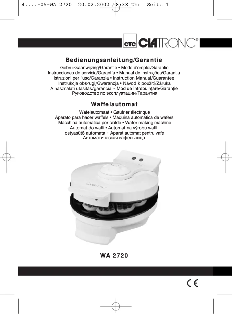 Page 1 de la notice Manuel utilisateur Clatronic WA 2720