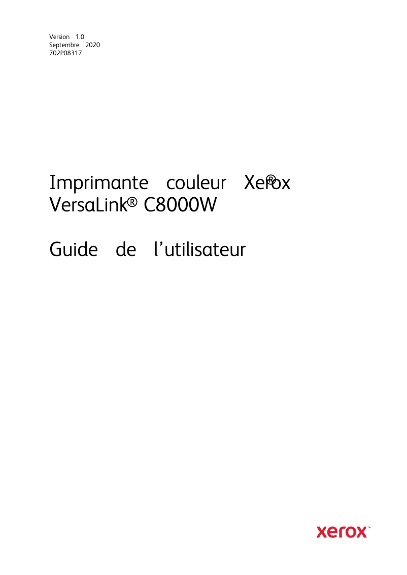 Page 1 de la notice Manuel utilisateur Xerox VersaLink C8000WV