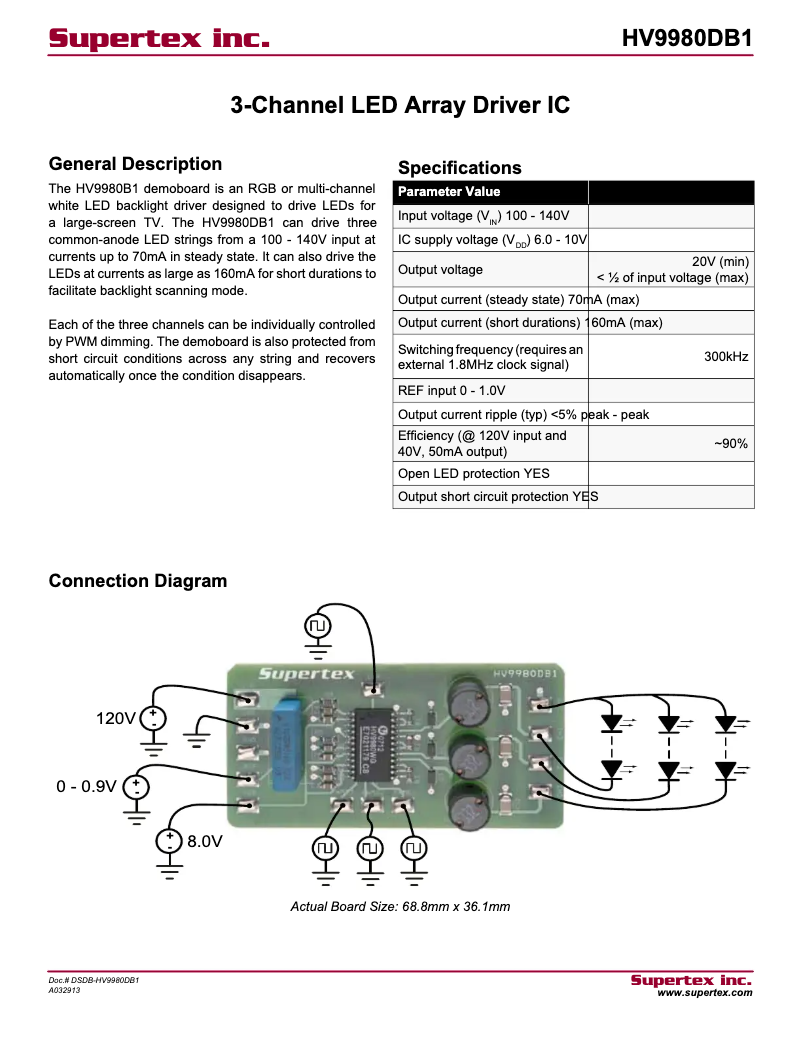 Page 1 de la notice Manuel utilisateur Microchip HV9980DB1