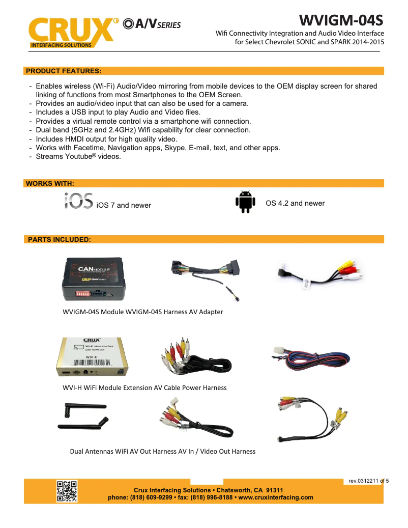 Page 1 de la notice Manuel utilisateur CRUX WVIGM-04S