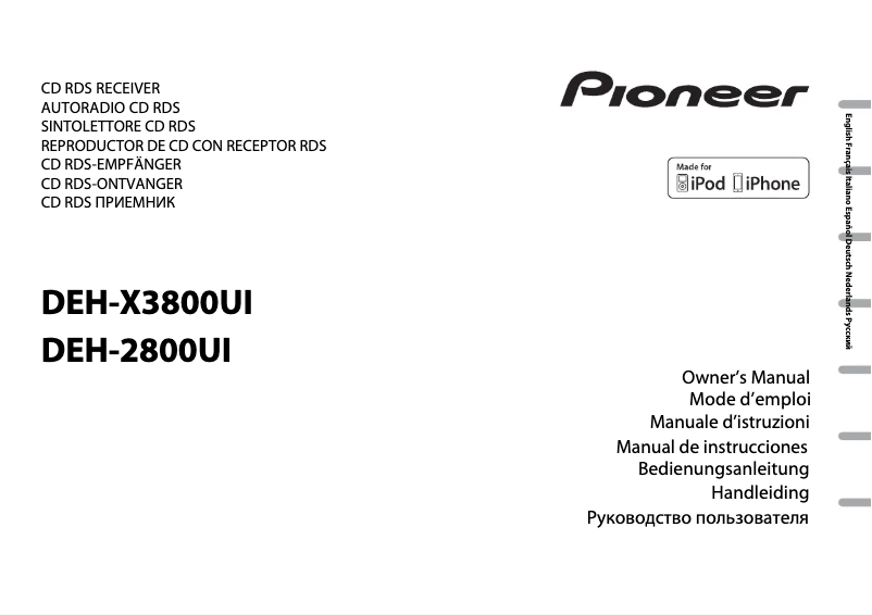 Página 1 del manual Manual de usuario Pioneer DEH-X3800UI