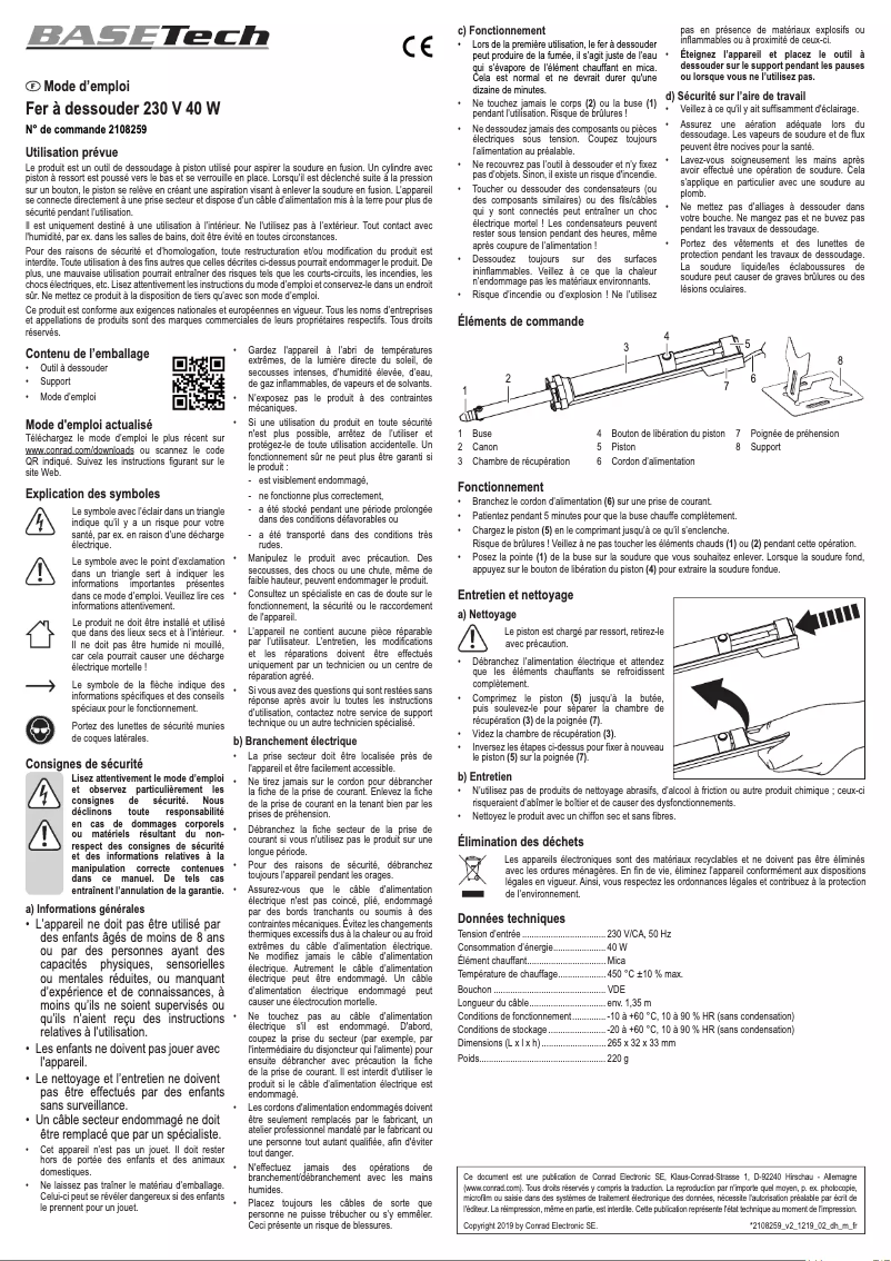 Page 1 de la notice Manuel utilisateur BaseTech LWK-211