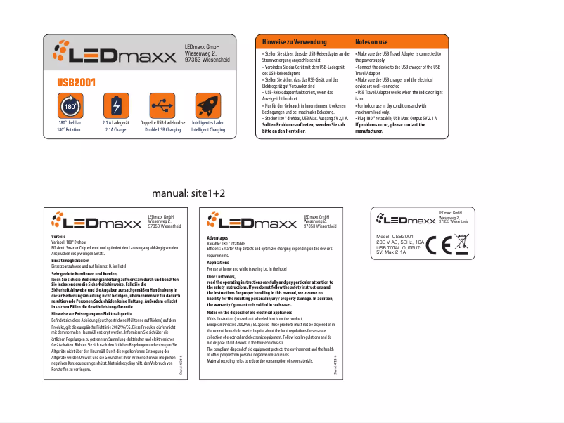 Page n°1 - Manuel utilisateur LEDmaxx USB2001