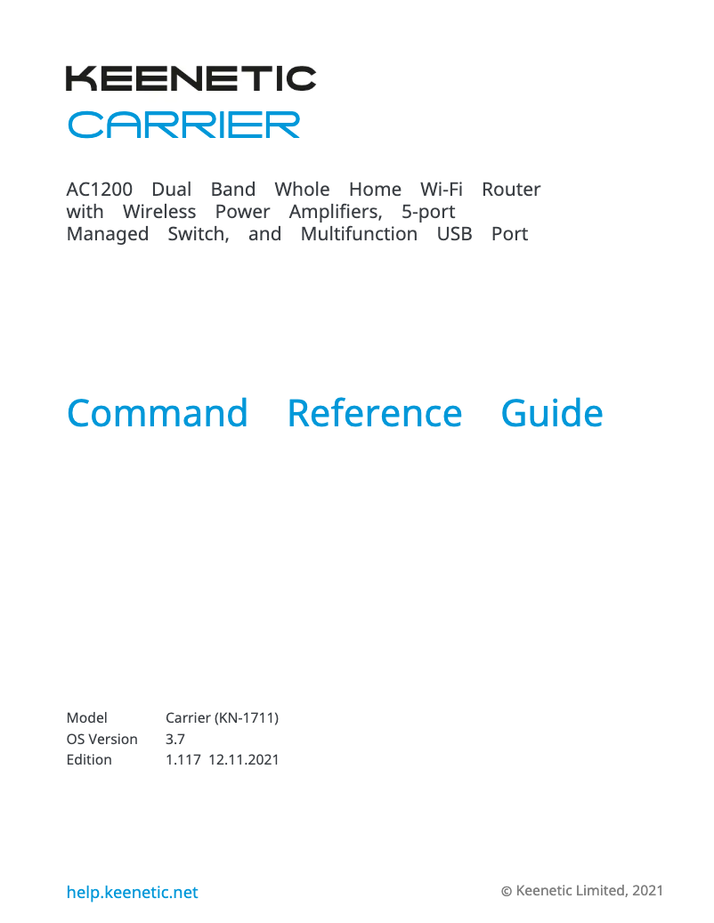 Page n°1 - Manuel utilisateur Keenetic Carrier