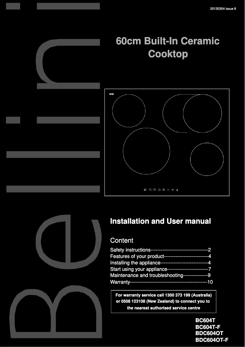 Image de la première page du manuel de l'appareil BP460EC