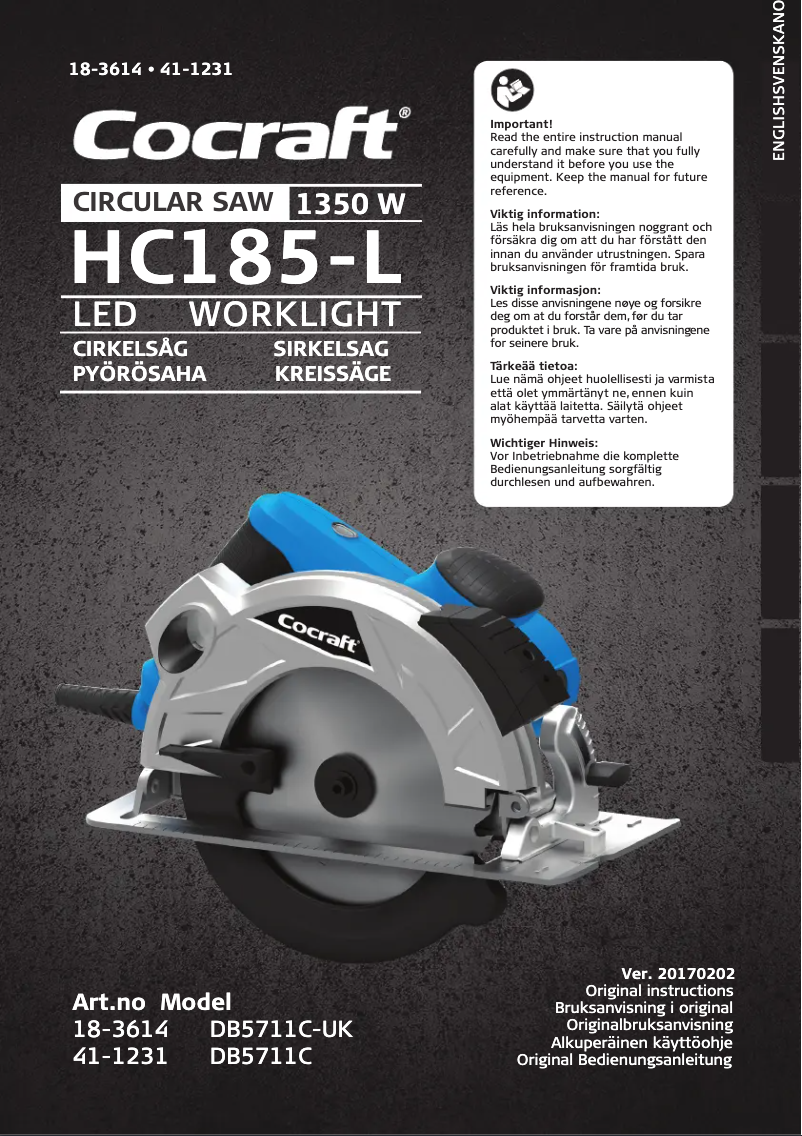 Página 1 del manual Manual de usuario Cocraft HC185-L