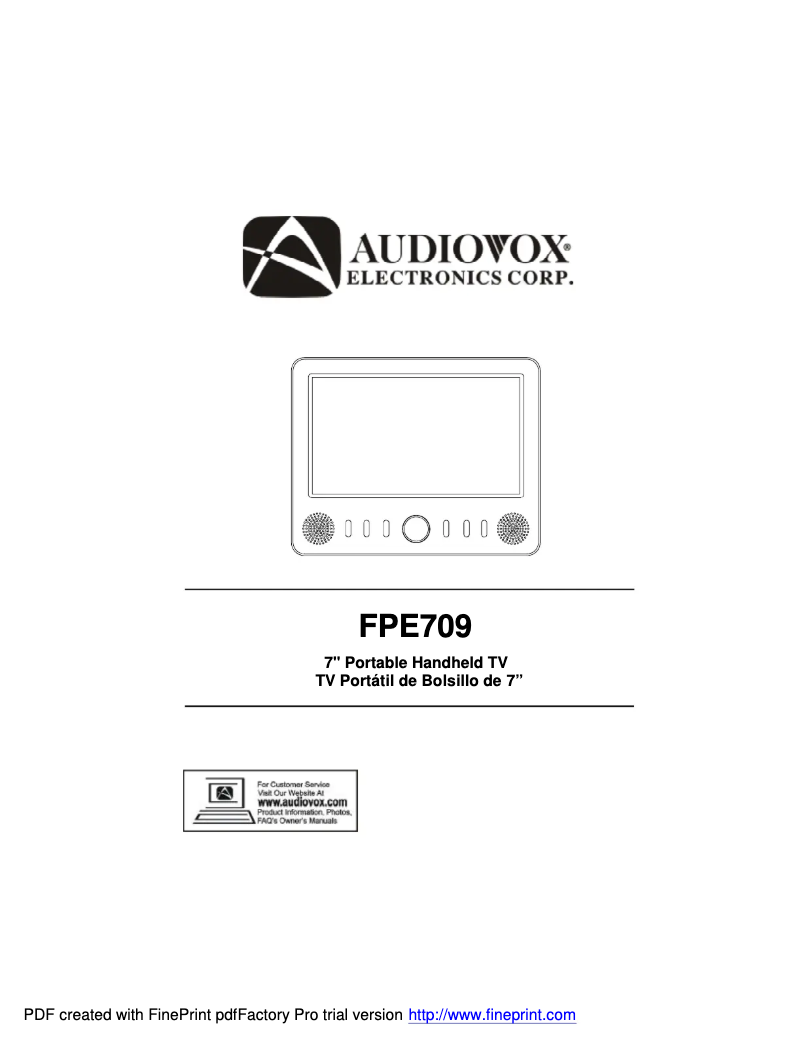 Page 1 de la notice Manuel utilisateur VOXX FPE709