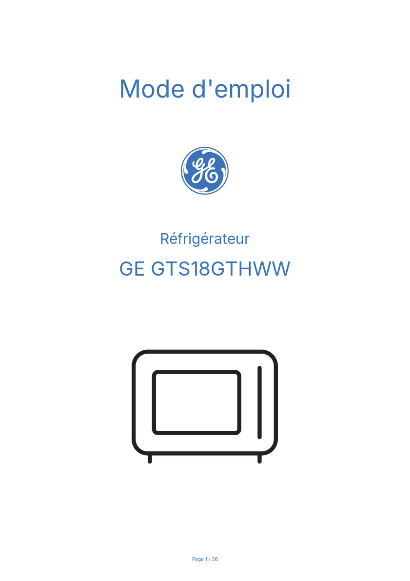 Page n°1 - Mode d'emploi GE GTS18GTHWW