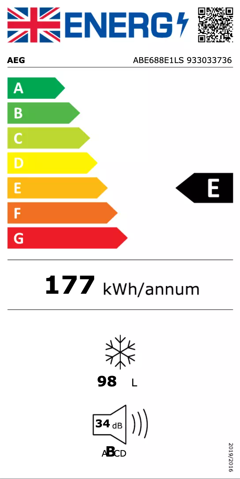 Page n°1 - Label énergétique AEG ABE688E1LS