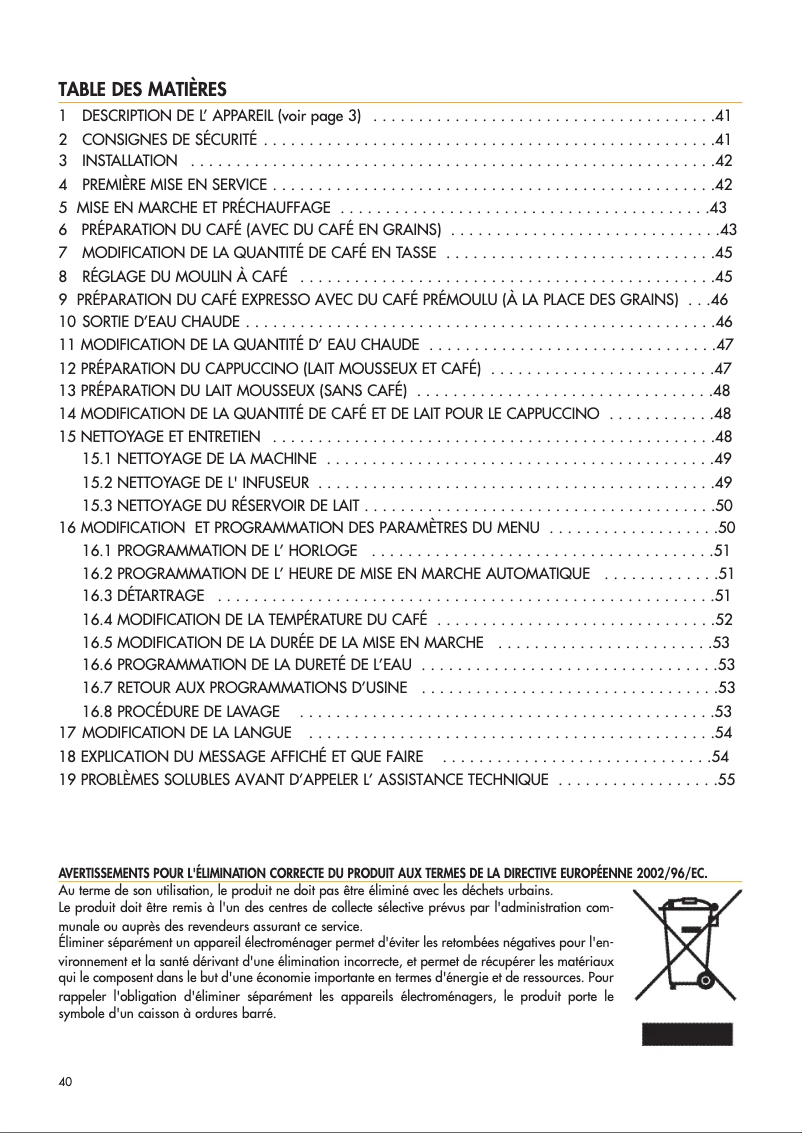 Image de la première page du manuel de l'appareil Magnifica ESAM 4500