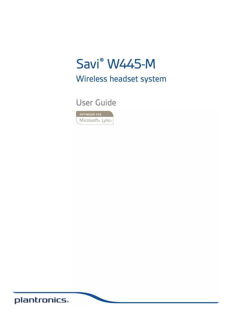 Page 1 de la notice Manuel utilisateur Plantronics Savi W445-M