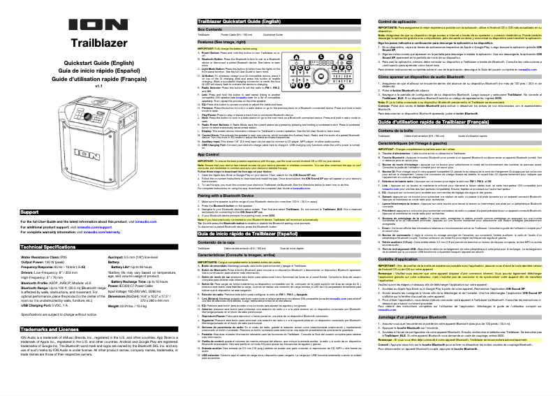 Page n°1 - Guide de démarrage rapide ION Trailblazer