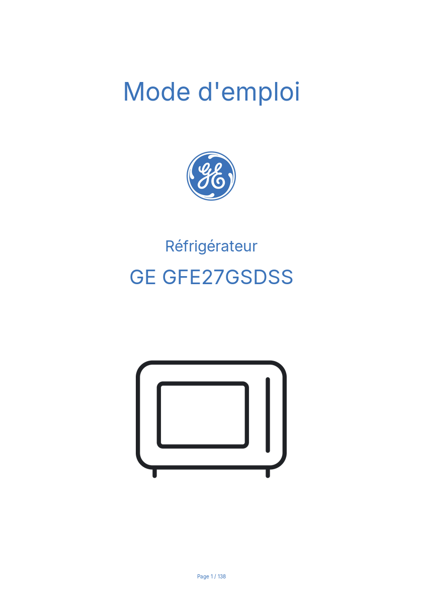 Image de la première page du manuel de l'appareil GFE27GSDSS