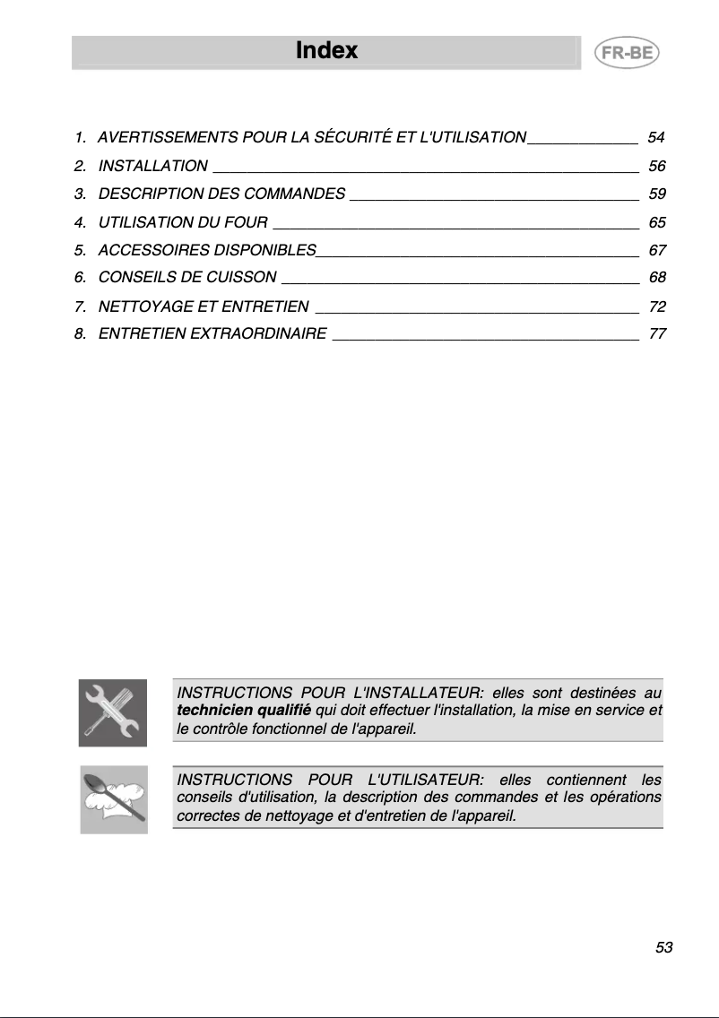 Page 1 de la notice Manuel utilisateur Smeg SC99X