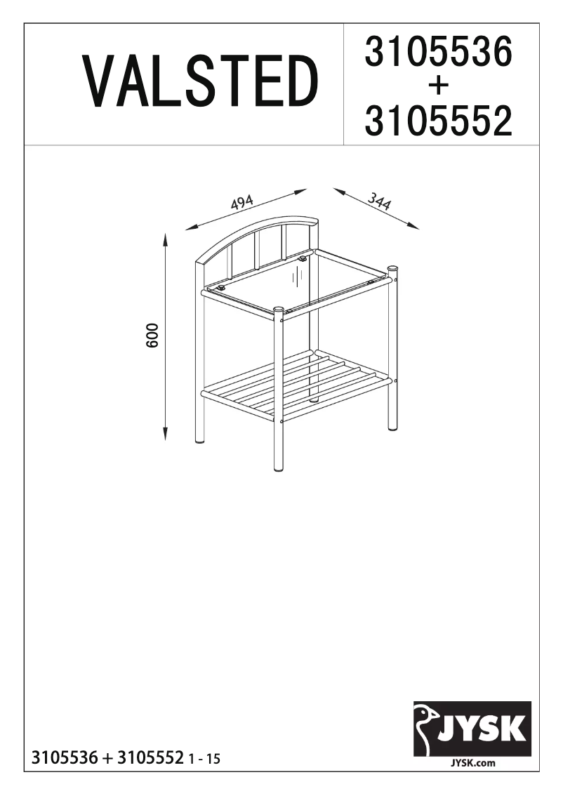 Page n°1 - Manuel utilisateur JYSK VALSTED