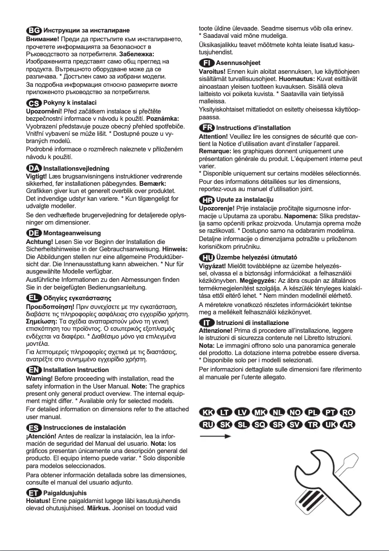 Page 1 de la notice Guide d'installation Electrolux KRS1DF39W