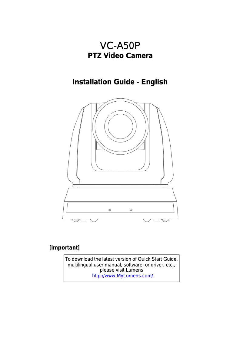 Image de la première page du manuel de l'appareil VC-A50P