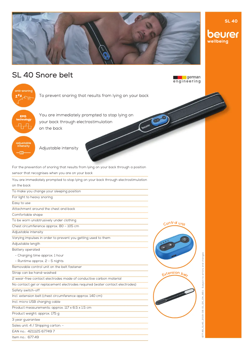 Page n°1 - Fiche technique Beurer SL 40