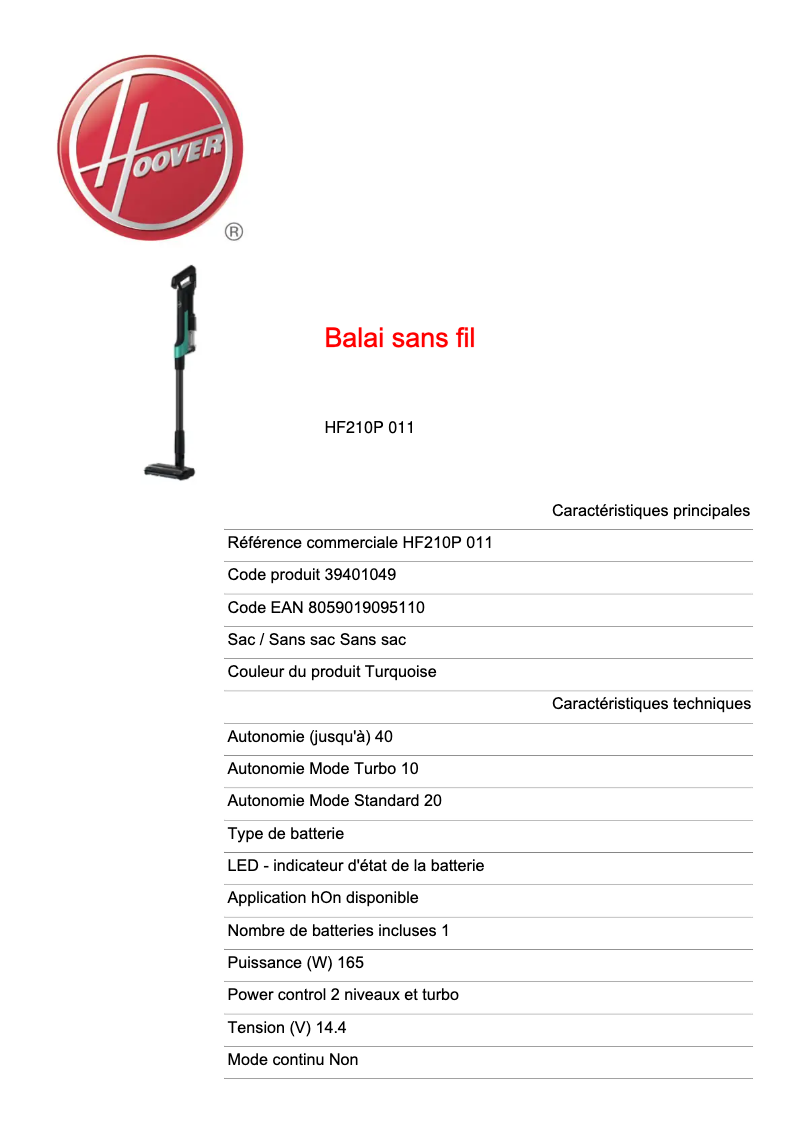 Image de la première page du manuel de l'appareil HF210P 011