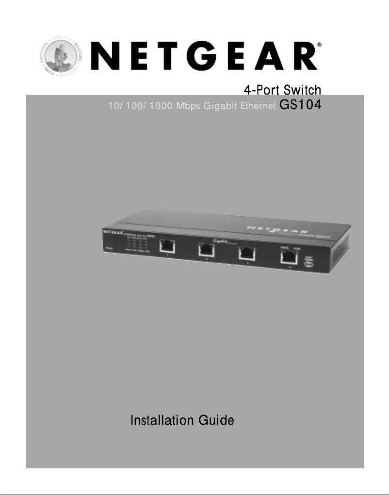 Page n°1 - Guide d'installation Netgear ProSafe GS104