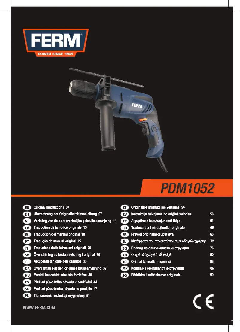 Page 1 de la notice Manuel utilisateur Ferm PDM1052