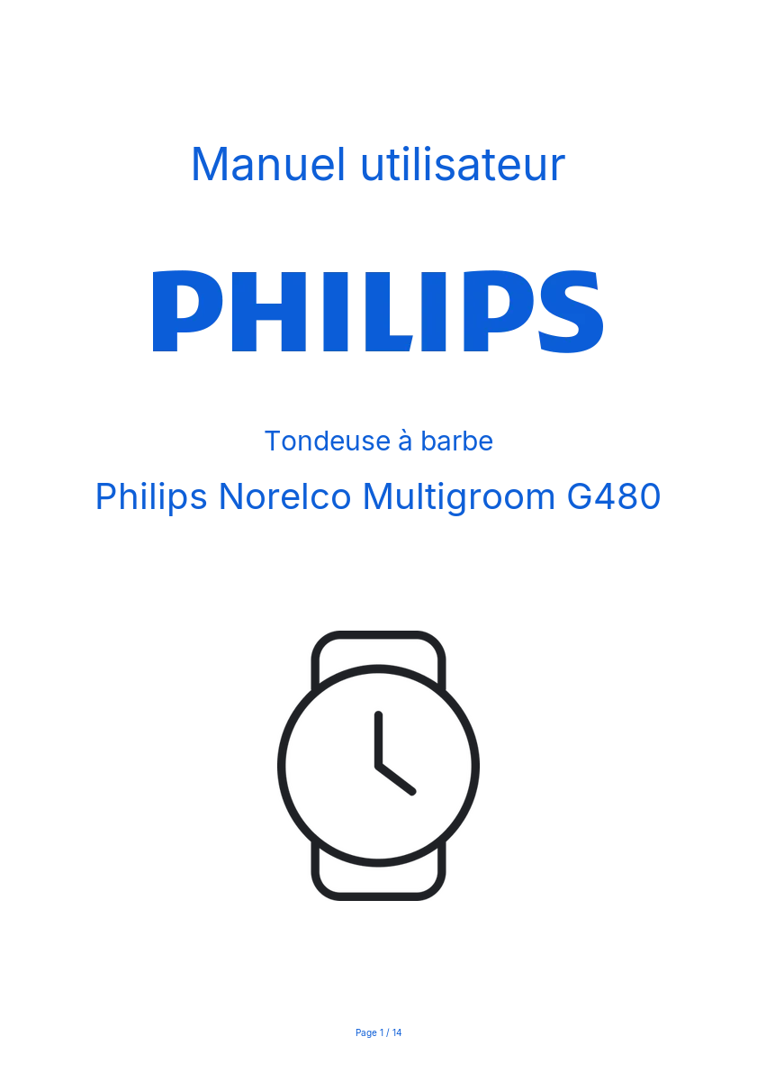 Page n°1 - Manuel utilisateur Philips Norelco Multigroom G480