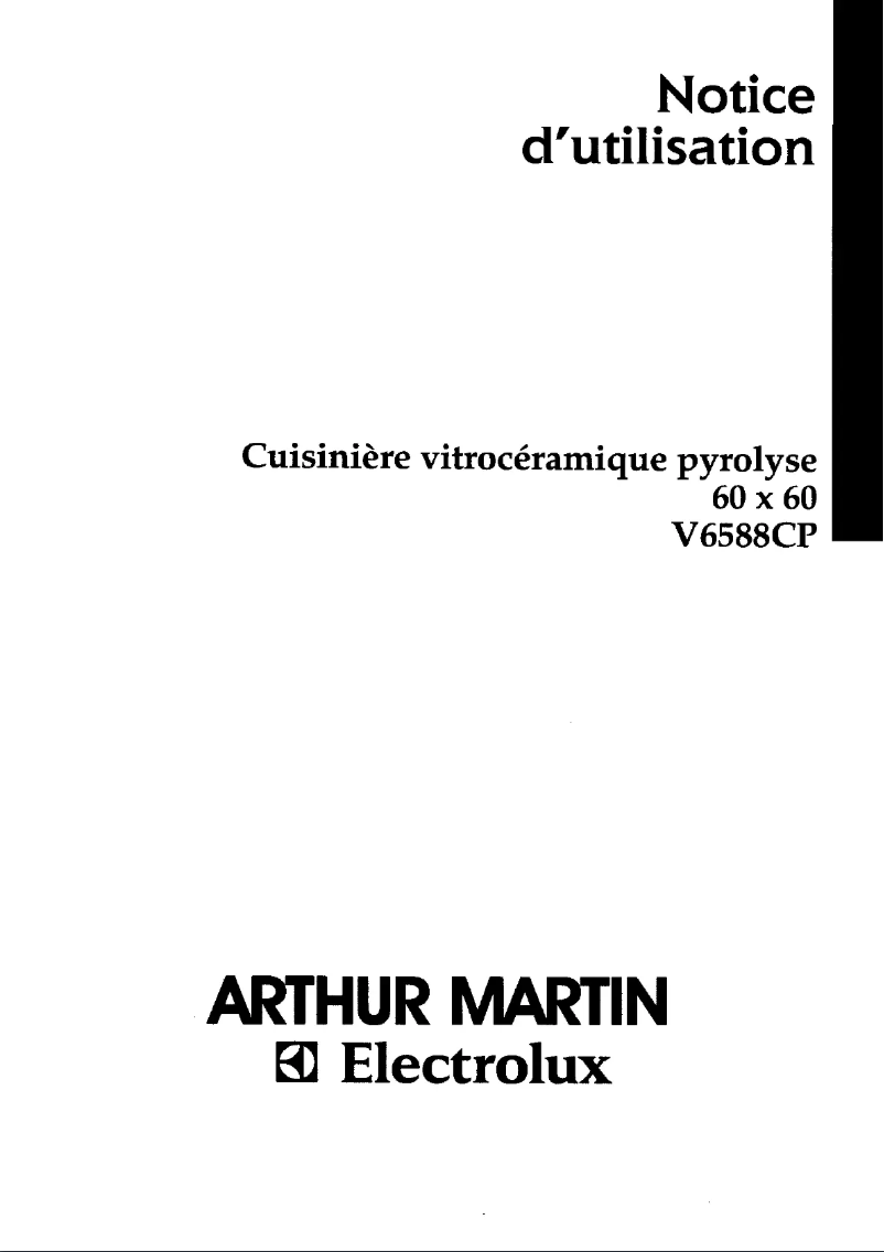 Page n°1 - Manuel utilisateur Arthur Martin-Electrolux V6588CP