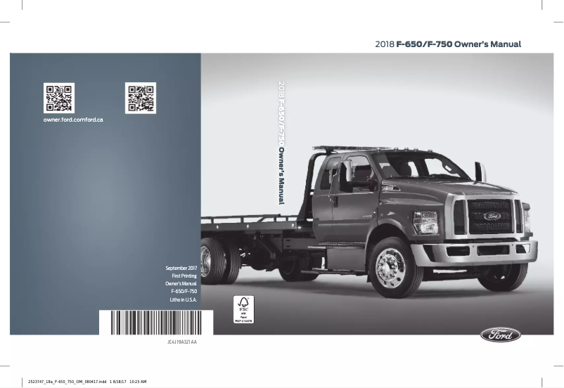 Page 1 de la notice Manuel utilisateur Ford F-650 (2018)