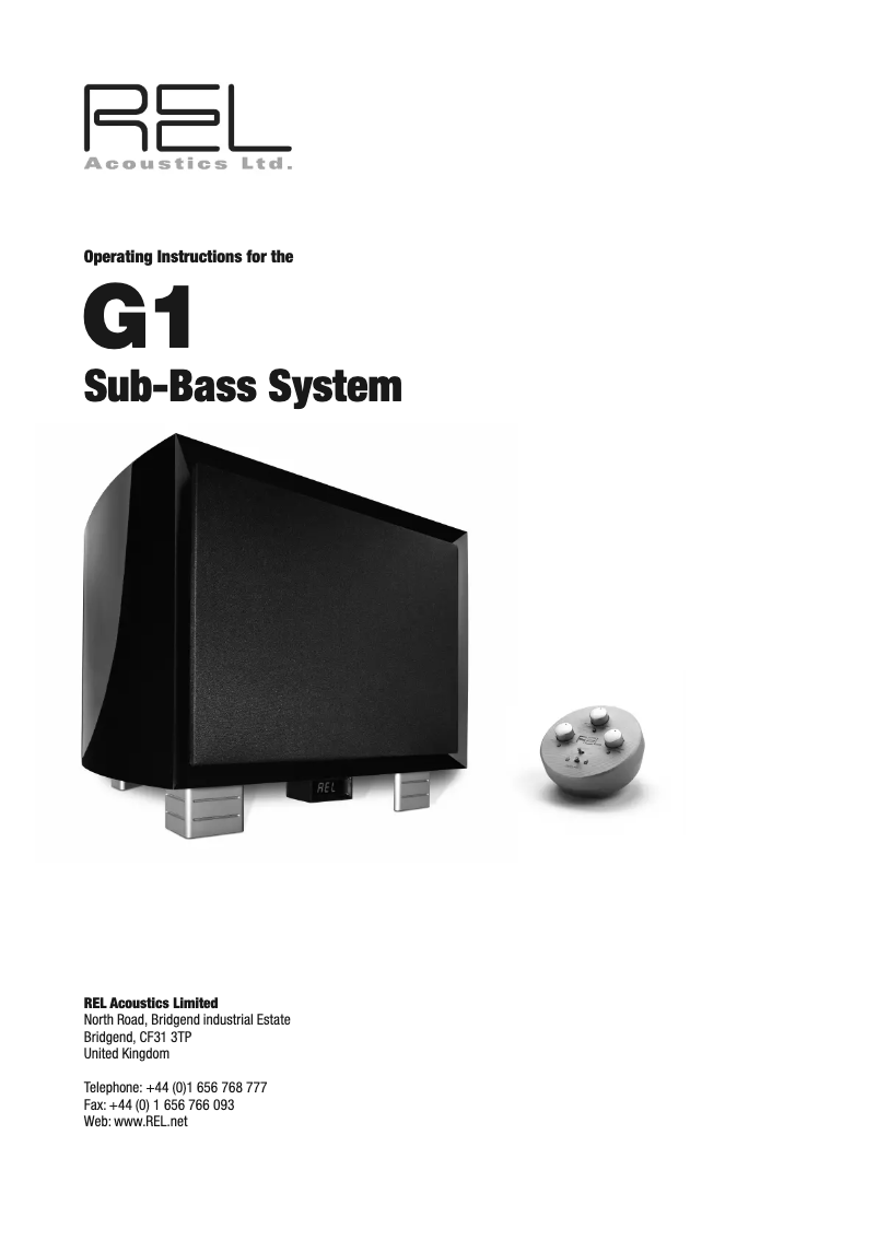 Page n°1 - Manuel utilisateur REL Acoustics G1