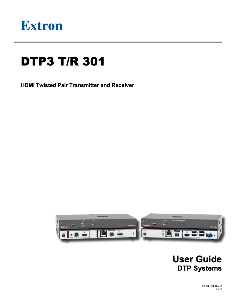 Page 1 de la notice Manuel utilisateur Extron DTP3 R 301