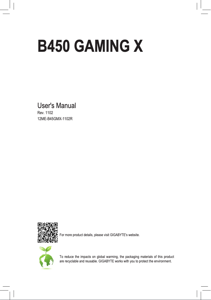 Image de la première page du manuel de l'appareil B450 Gaming X