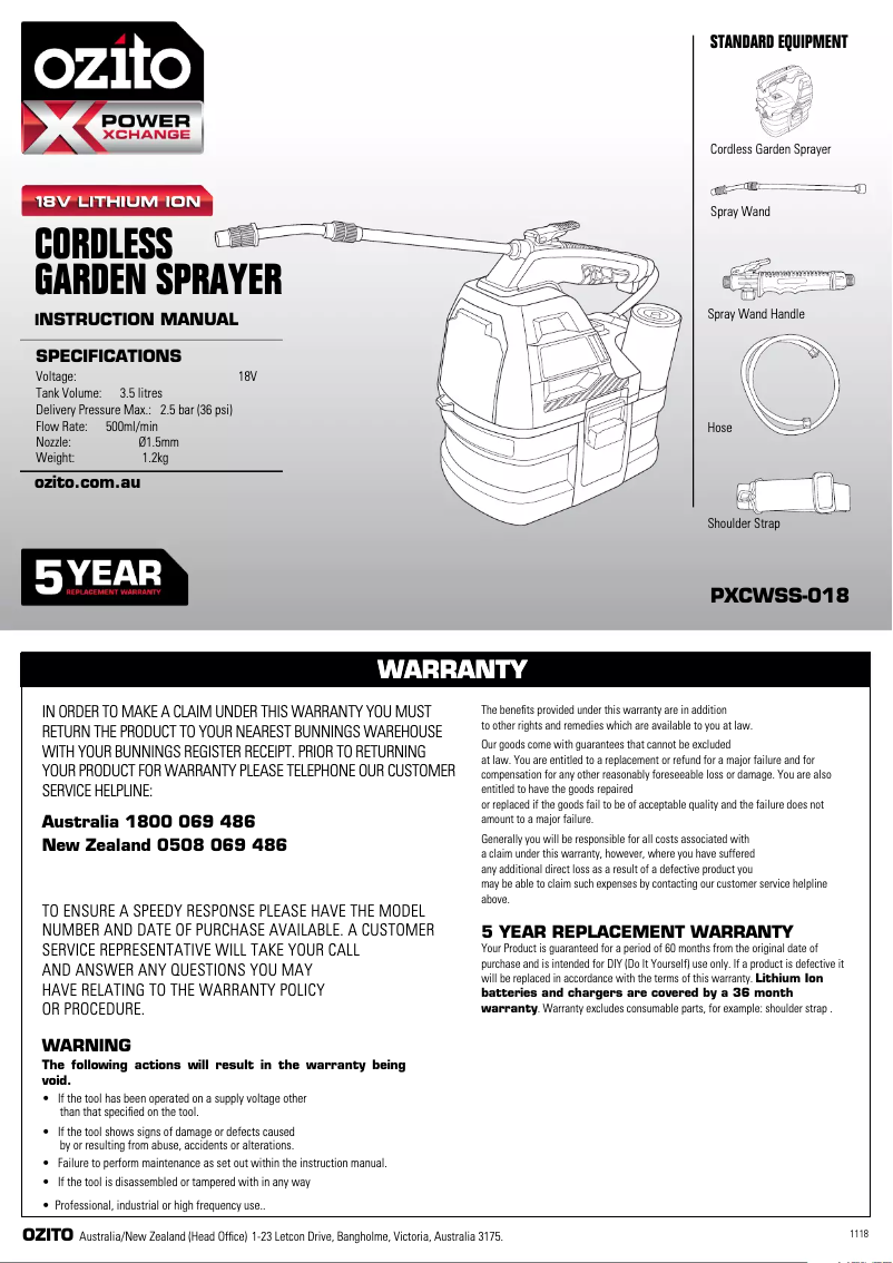 Image de la première page du manuel de l'appareil PXCWSS-018