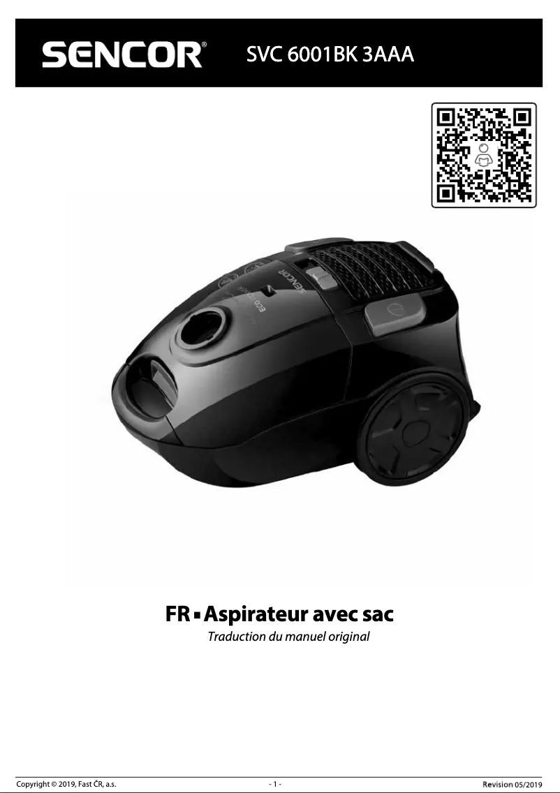 Page n°1 - Manuel utilisateur Sencor SVC 6001BK