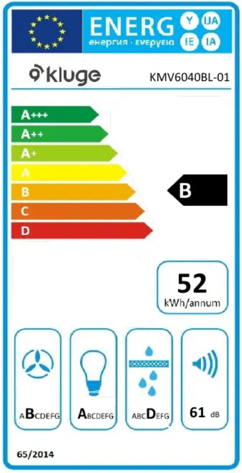 Page n°1 - Label énergétique Kluge KMV6040BL-01