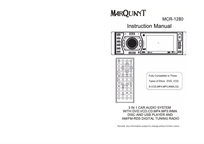 Page 1 de la notice Manuel utilisateur Marquant MCR-1280
