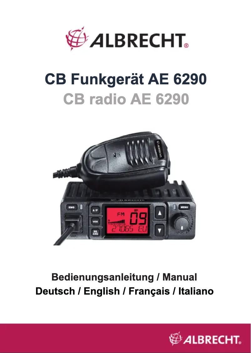 Page 1 de la notice Manuel utilisateur Albrecht AE 6290