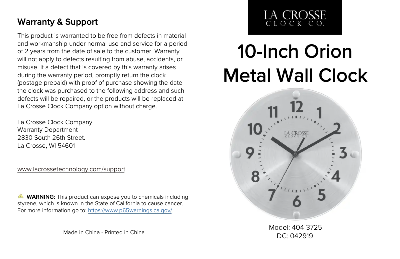 Page 1 de la notice Manuel utilisateur La Crosse Technology 404-3725